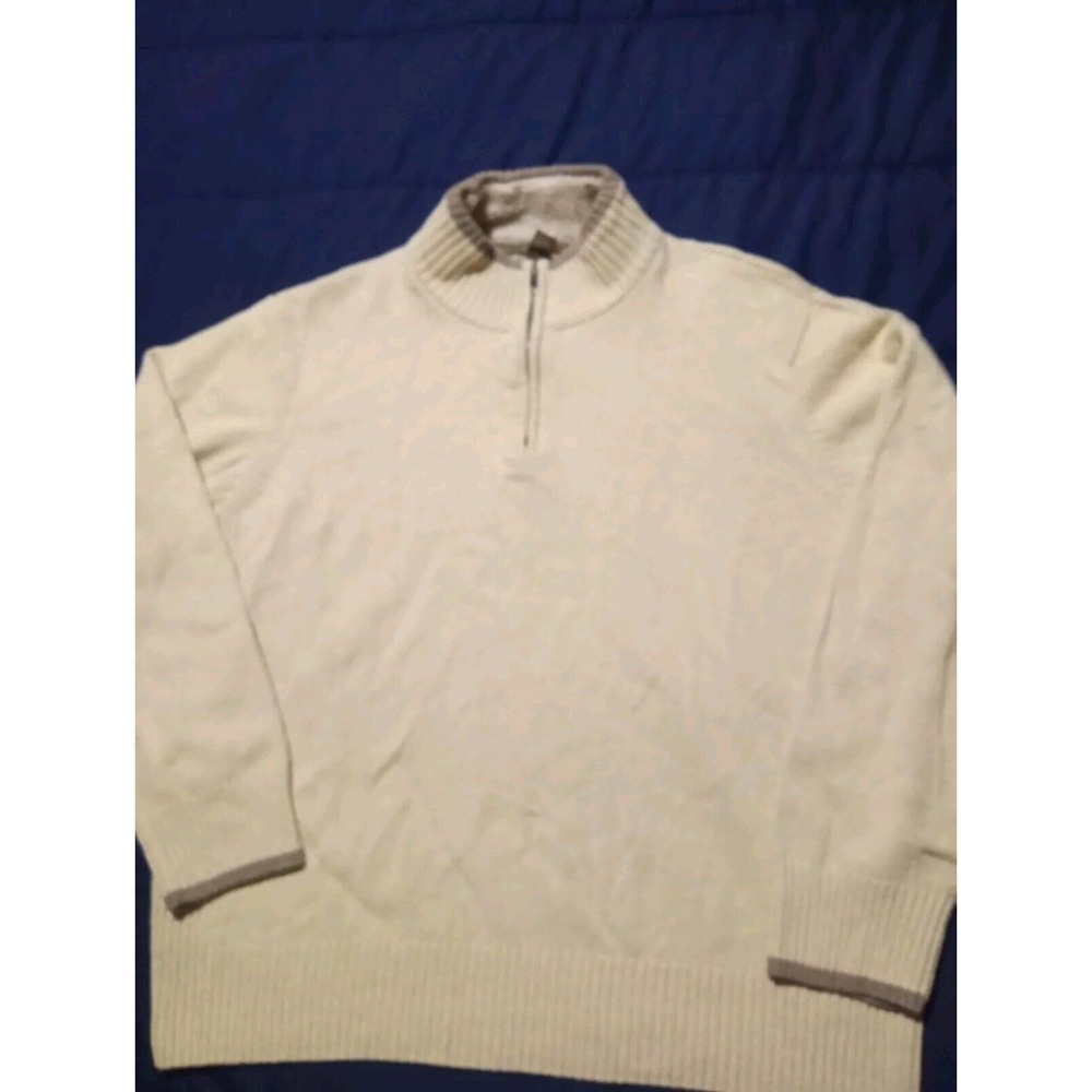 Sonoma Pullover Men's 2XL 1/4 Zip Lambswool Blend Cream Tan Mock Neck J13